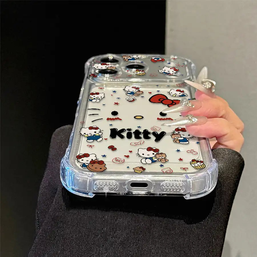 Cute Kitty Corner Airbag Anti-Drop Protection Clear TPU iPhone Case
