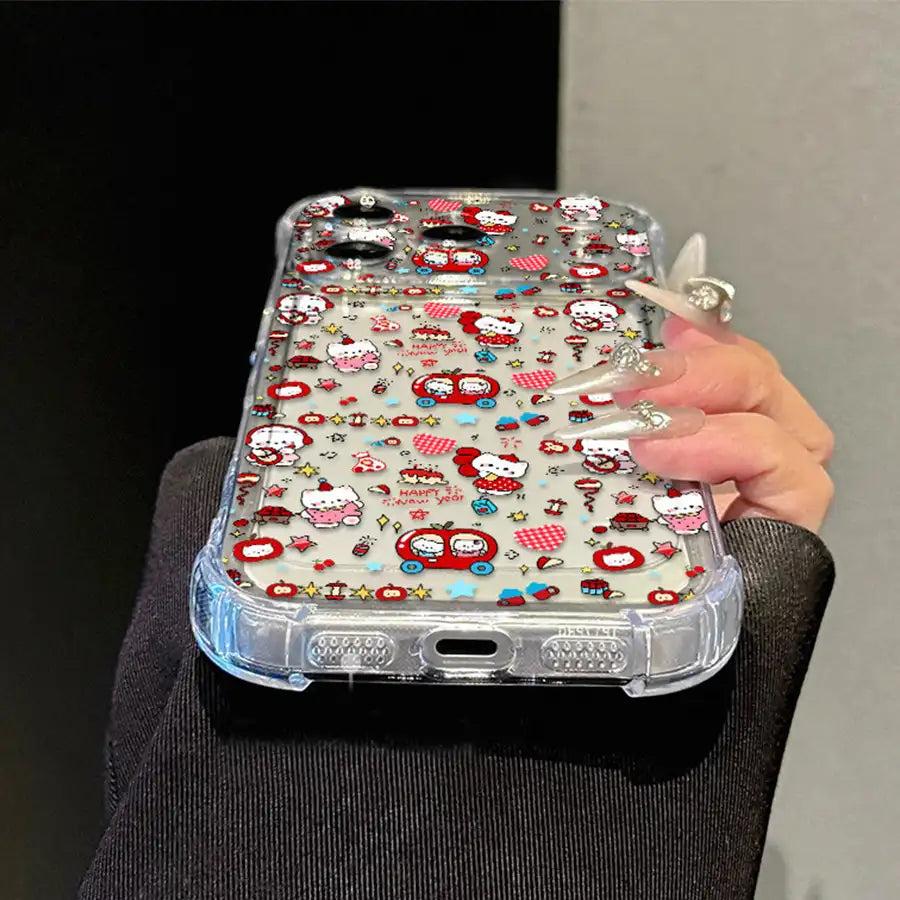 Cute Kitty Corner Airbag Anti-Drop Protection Clear TPU iPhone Case