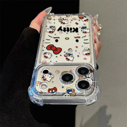 Cute Kitty Corner Airbag Anti-Drop Protection Clear TPU iPhone Case