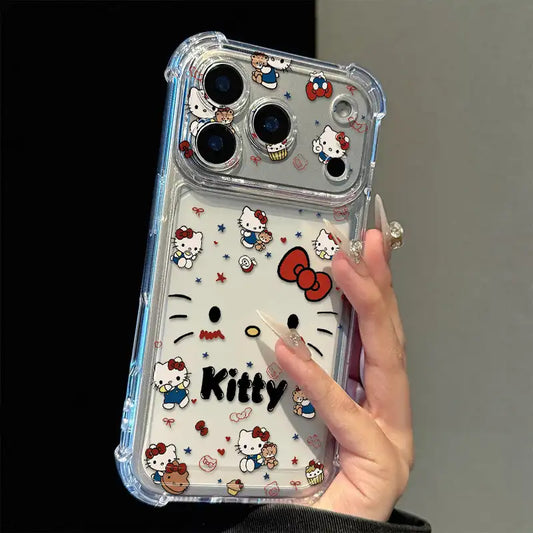 Cute Kitty Corner Airbag Anti-Drop Protection Clear TPU iPhone Case
