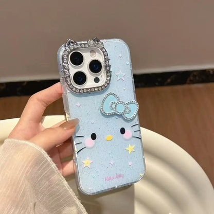 Cute Kitty Diamonds Bow Phone Case For iPhone Back Cover