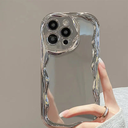 Silver Kitty Kickstand Phone Case For iPhone Makeup Mirror Back Cover