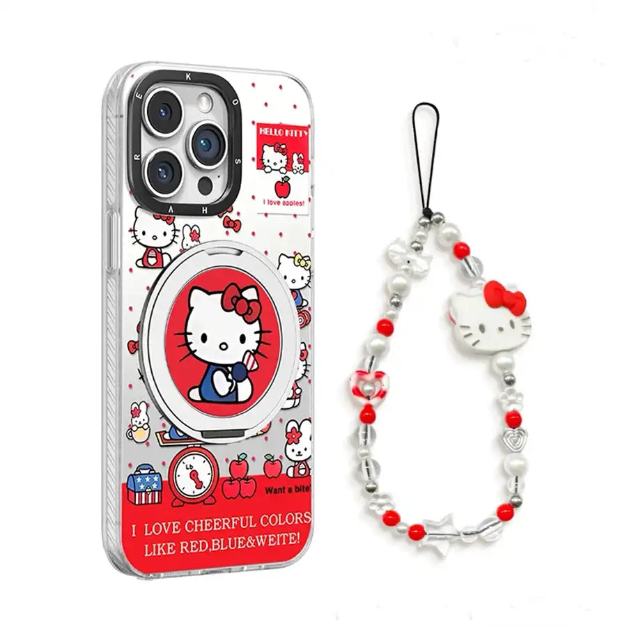 Cute Kitty Magsafe Case For iPhone With 360 Degree Foldable Grip Back Cover
