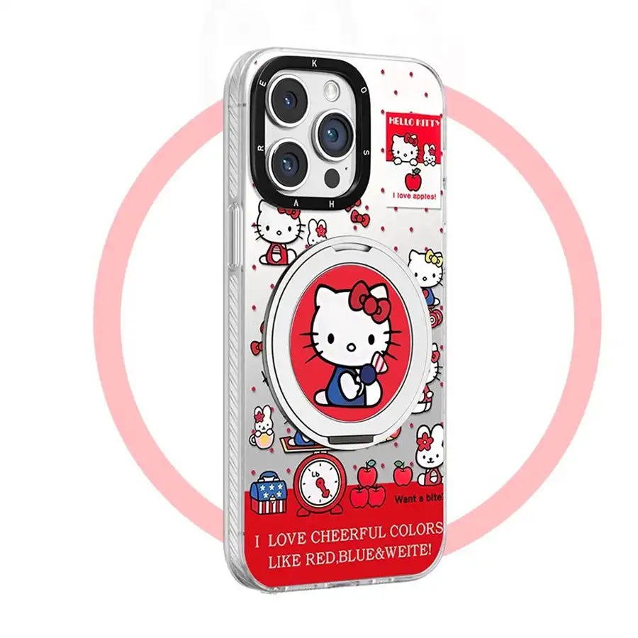 Cute Kitty Magsafe Case For iPhone With 360 Degree Foldable Grip Back Cover