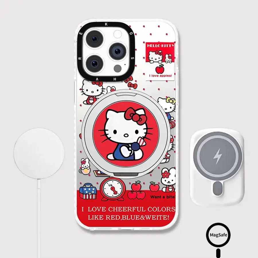 Cute Kitty Magsafe Case For iPhone With 360 Degree Foldable Grip Back Cover