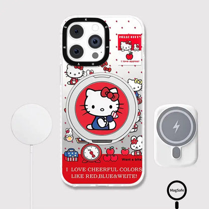 Cute Kitty Magsafe Case For iPhone With 360 Degree Foldable Grip Back Cover