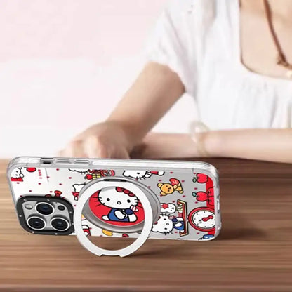 Cute Kitty Magsafe Case For iPhone With 360 Degree Foldable Grip Back Cover