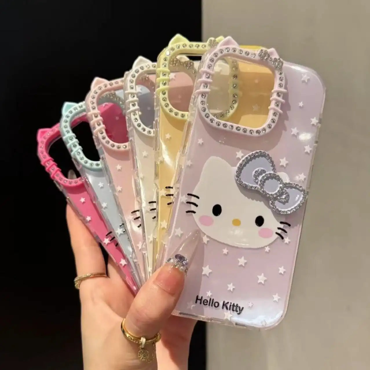 Cute Kitty With 3D Diamonds Bow Shiny Phone Case For iPhone Back Cover