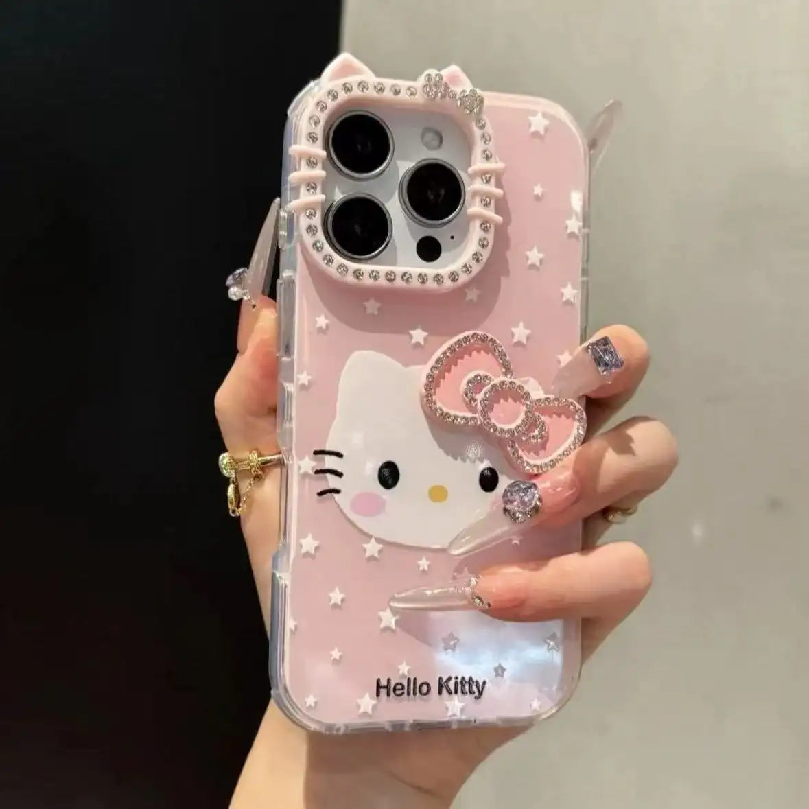 Cute Kitty With 3D Diamonds Bow Shiny Phone Case For iPhone Back Cover