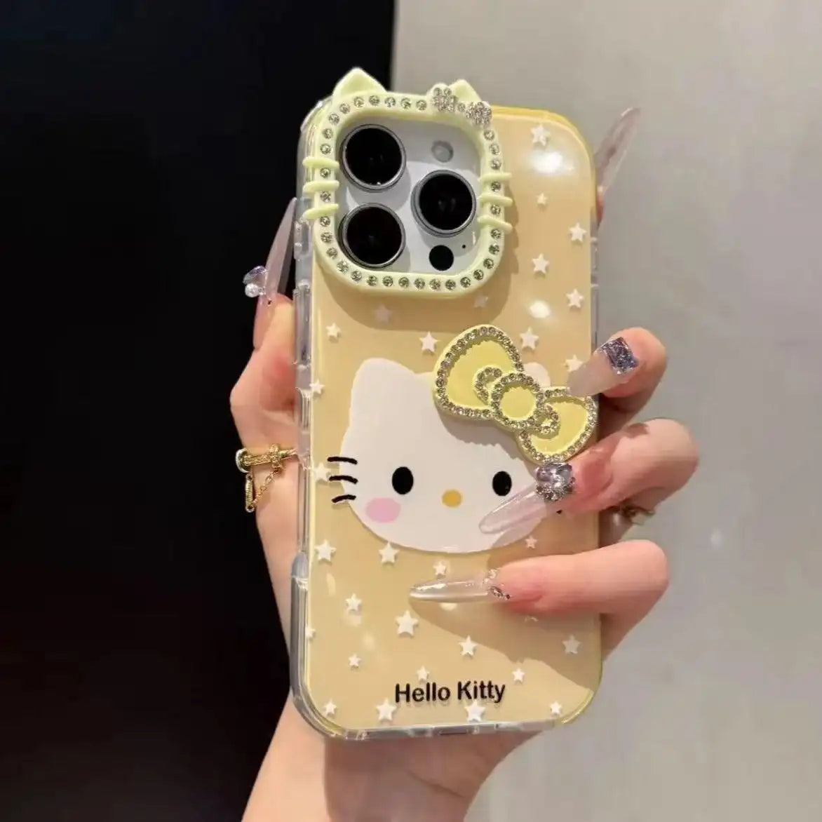 Cute Kitty With 3D Diamonds Bow Shiny Phone Case For iPhone Back Cover