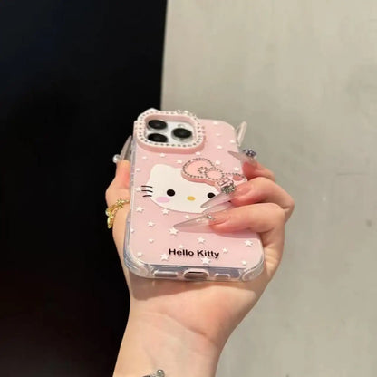 Cute Kitty With 3D Diamonds Bow Shiny Phone Case For iPhone Back Cover