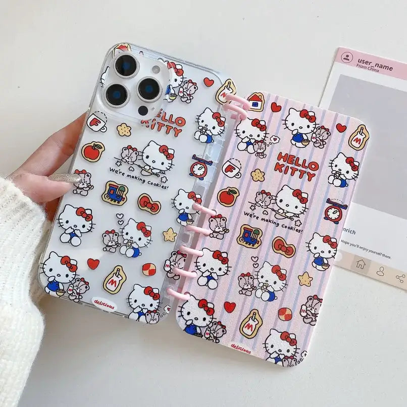 Cute Kuro Kitty Notebook Flip Phone Case For iPhone Clear Sari Back Cover