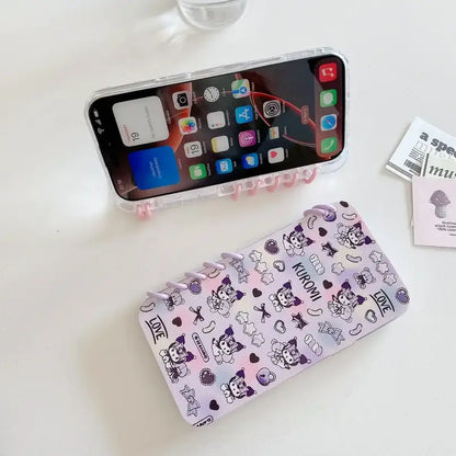 Cute Kuro Kitty Notebook Flip Phone Case For iPhone Clear Sari Back Cover