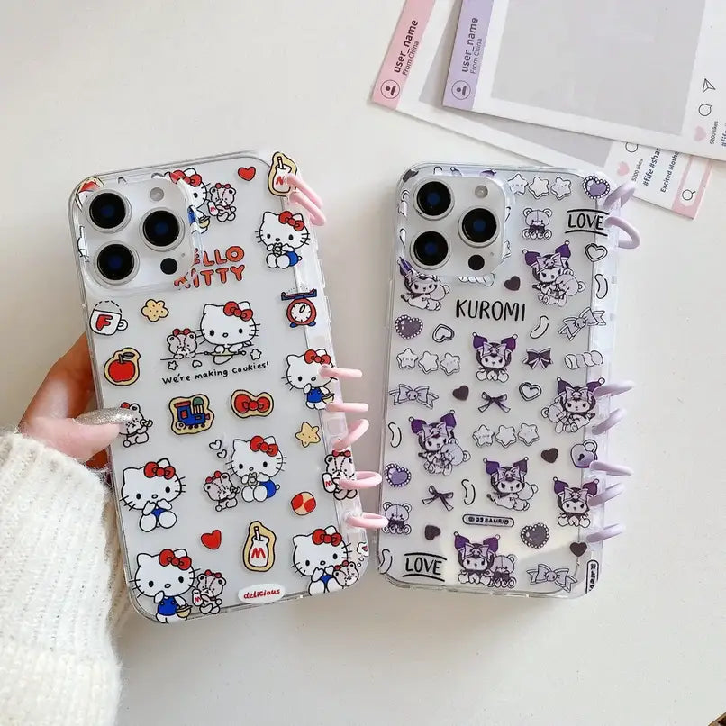 Cute Kuro Kitty Notebook Flip Phone Case For iPhone Clear Sari Back Cover
