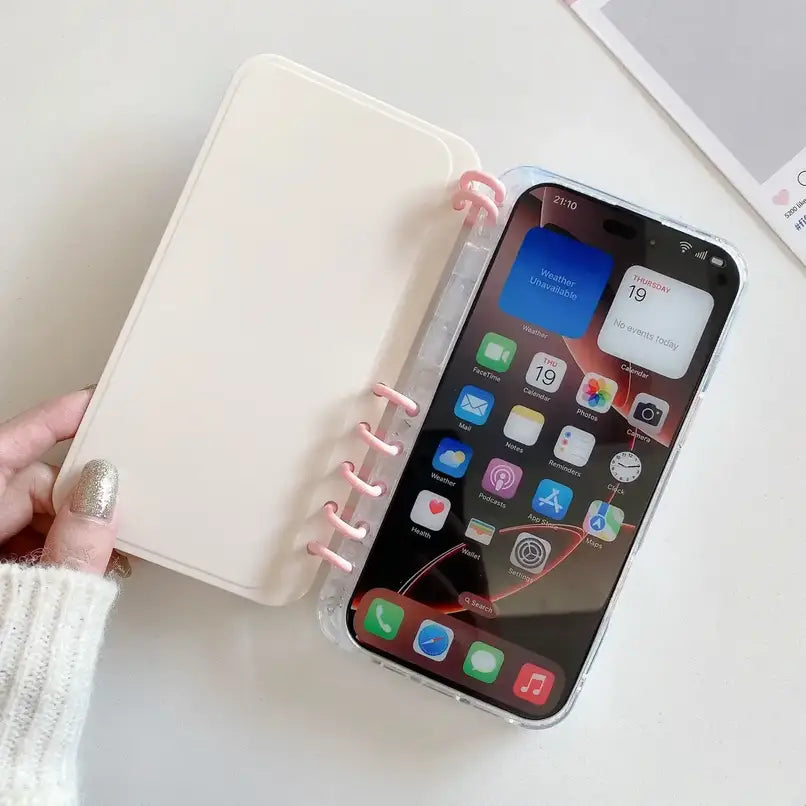 Cute Kuro Kitty Notebook Flip Phone Case For iPhone Clear Sari Back Cover