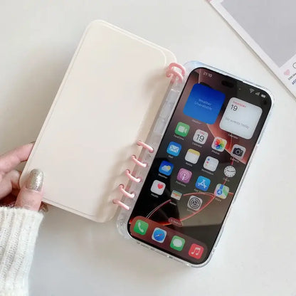 Cute Kuro Kitty Notebook Flip Phone Case For iPhone Clear Sari Back Cover