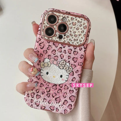 Cute Pink Leopard Kitty Lanyard Case For iPhone 17 16 15 14 13 Pro Max Plus