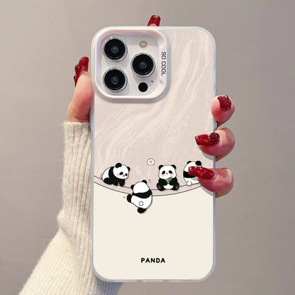 Cute Playing Panda Phone Case For All iPhone 17 Air Pro Max 16 Pro 15 14 13 12 11 Plus XS Max XR 7 8 Plus SE