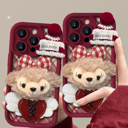Cute Plush Shery Phone Case for iPhone Silicone Cover With Velvet Ball Phone Charm
