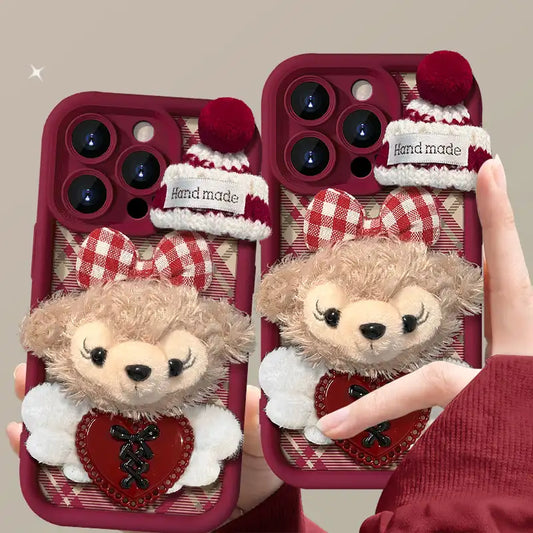 Cute Plush Shery Phone Case for iPhone Silicone Cover With Velvet Ball Phone Charm