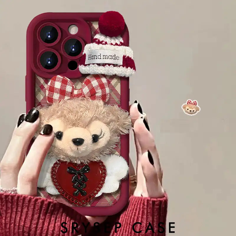 Cute Plush Shery Phone Case for iPhone Silicone Cover With Velvet Ball Phone Charm