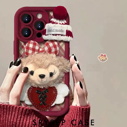 Cute Plush Shery Phone Case for iPhone Silicone Cover With Velvet Ball Phone Charm