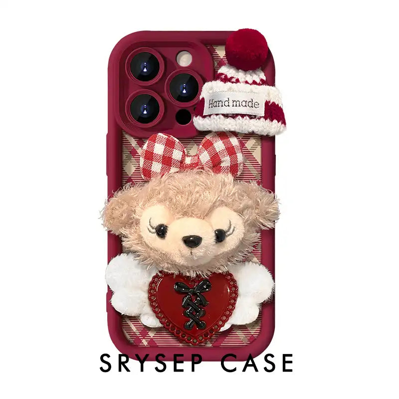Cute Plush Shery Phone Case for iPhone Silicone Cover With Velvet Ball Phone Charm