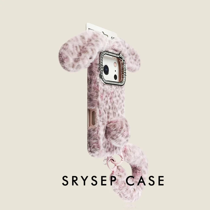 Cute Rabbit Velvet Phone Case For iPhone 17 16 15 14 13 12 11 X Pro Max Plus 7 8