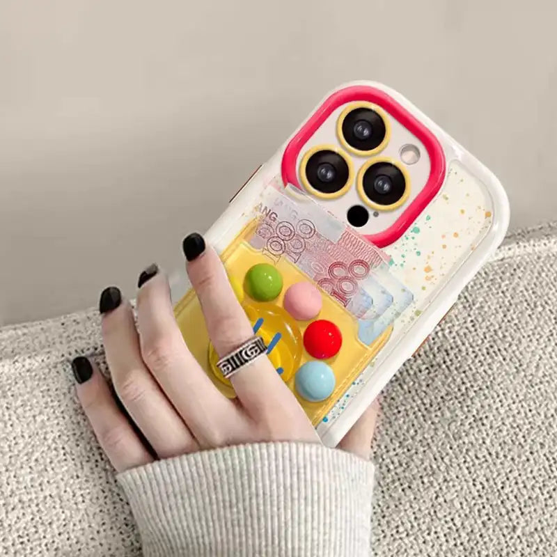 Cute Smile Polka Dot Phone Case for iPhone Card Holder Cover