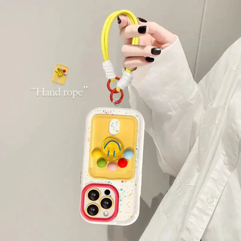 Cute Smile Polka Dot Phone Case for iPhone Card Holder Cover