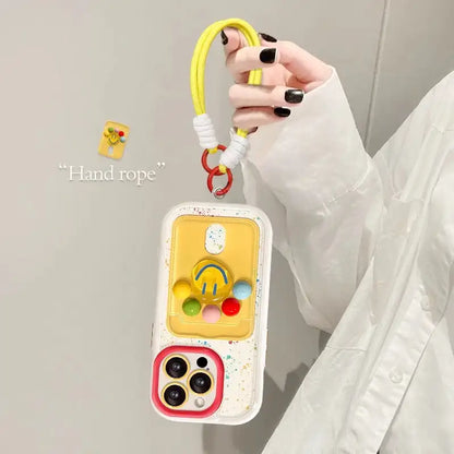 Cute Smile Polka Dot Phone Case for iPhone Card Holder Cover