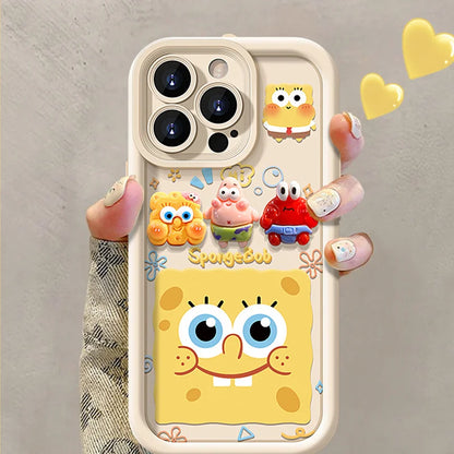 Cute Sponge Phone Case For iPhone 17 16 15 14 13 12 11 X Pro Max Plus 7 8