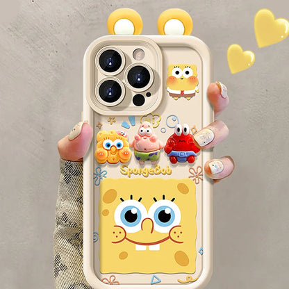 Cute Sponge Phone Case For iPhone 17 16 15 14 13 12 11 X Pro Max Plus 7 8