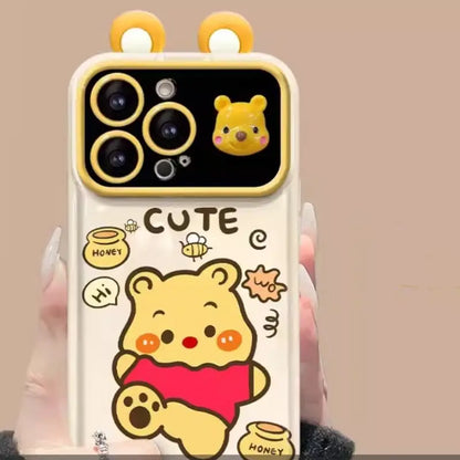 Cute Strawberry Bear Pooh Honey Mirror Phone Case For iPhone With Bracelet