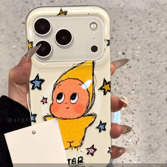 Cute Twinkle Star Magnetic Phone Case For iPhone Magnetic Grip Back Cover