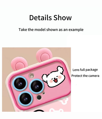 Puppy Flip Phone Case with Mirror and Stand