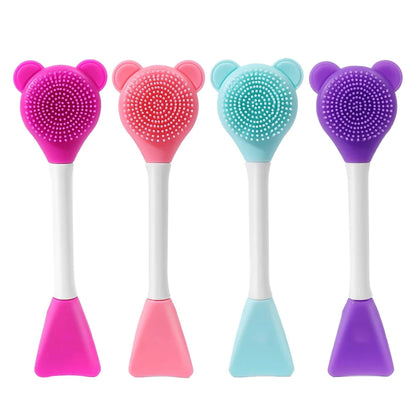 Double Head Facial Mask Brush Silicone Applicator Spoon Spatula Stirring Stick Women Skin Face Cleansing Care Home Makeup Tools