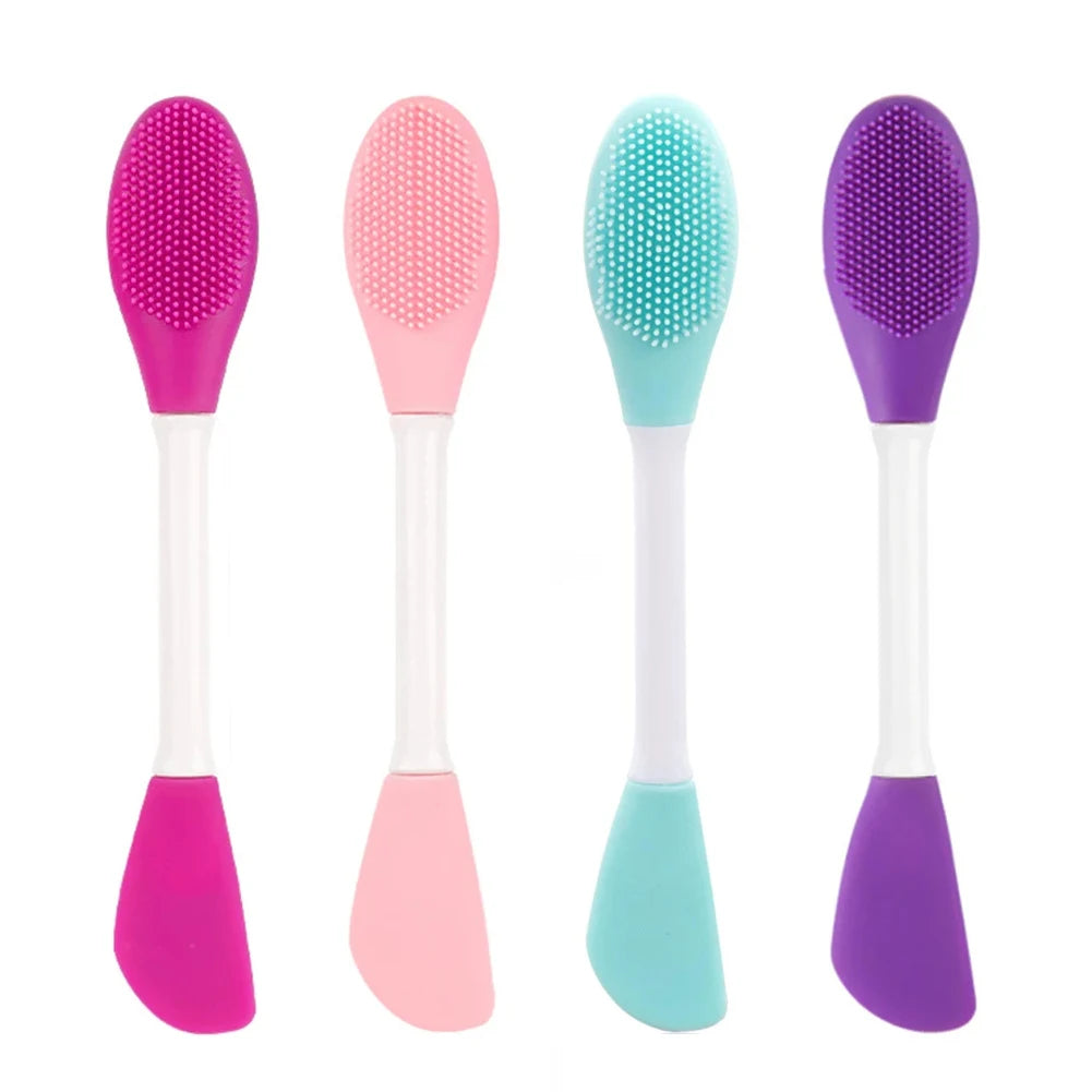 Double Head Facial Mask Brush Silicone Applicator Spoon Spatula Stirring Stick Women Skin Face Cleansing Care Home Makeup Tools