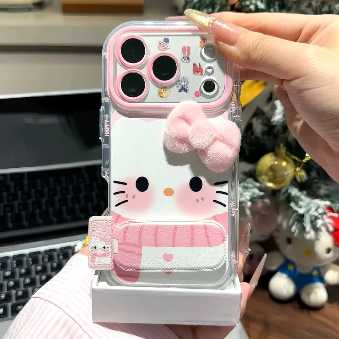Bow scarf, Kitty cat mirror stand, phone case