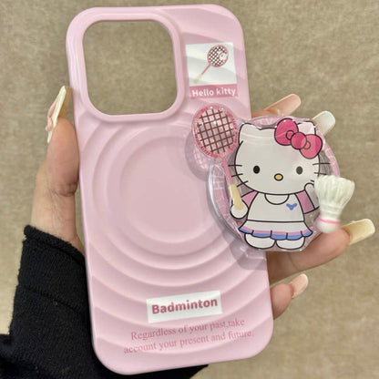 Pink Kitty badminton shuttlecock magnetic phone case