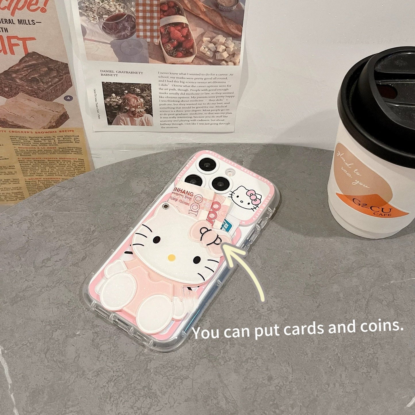 Pink Hello Kitty Mirror Card Holder Phone Case
