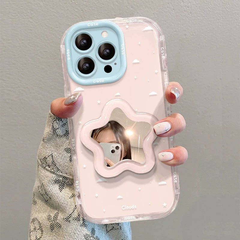 Star-shaped portable mirror and phone case with stand