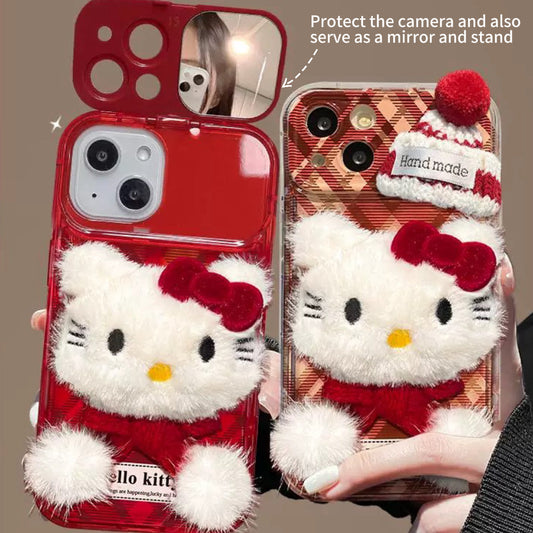 Plaid Hello Kitty Flip Mirror Phone Case