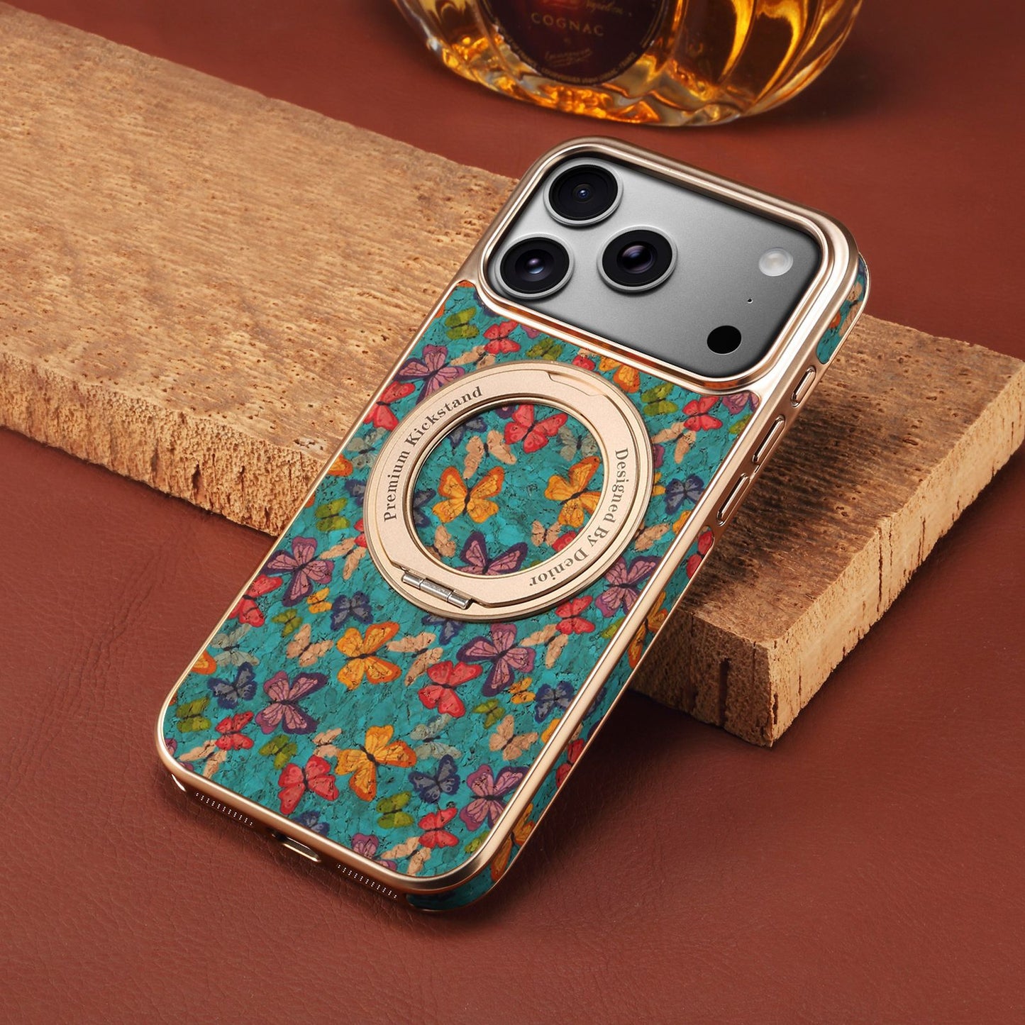 Handmade Eco-friendly Cork Leather MagSafe with Finger Loop Phone Case For iPhone All 17 16 15 14 13 Models