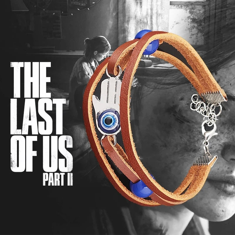 Game The Last of Us Part 2 Ellie Dina Hamsa Bracelet Evil Eye Blue Beads Leather Bracelets Bangles for Women Men Cospaly Jewelry