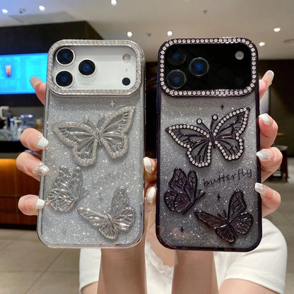 Glitter Butterfly Diamonds Phone Case for iPhone All 17 16 15 14 13 12 11 Series