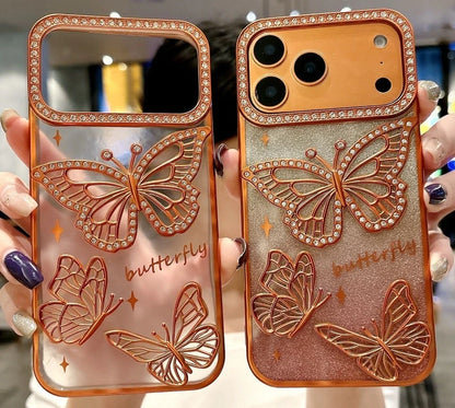 Glitter Butterfly Diamonds Phone Case for iPhone All 17 16 15 14 13 12 11 Series