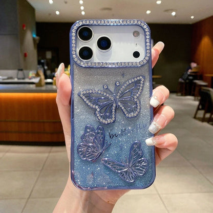 Glitter Butterfly Diamonds Phone Case for iPhone All 17 16 15 14 13 12 11 Series
