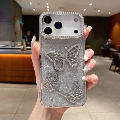 Glitter Butterfly Diamonds Phone Case for iPhone All 17 16 15 14 13 12 11 Series