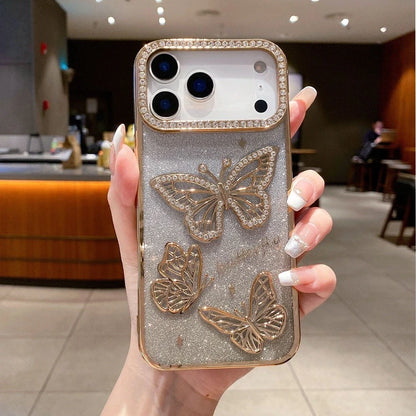 Glitter Butterfly Diamonds Phone Case for iPhone All 17 16 15 14 13 12 11 Series